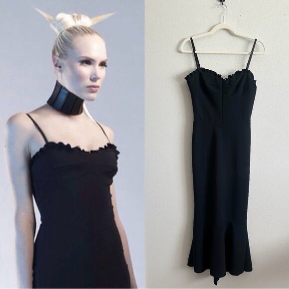 Greta Constantine Black Midi Dress Size Small